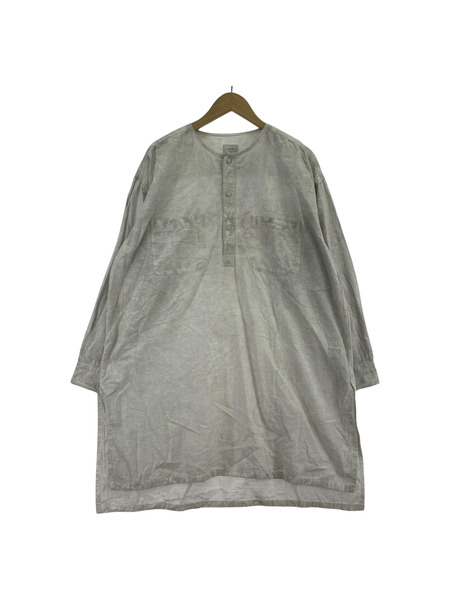 maison de soil HOMME コットンノーカラーロングシャツ