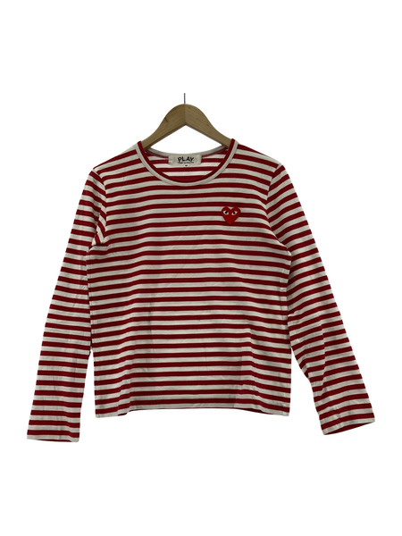PLAY COMME des GARCONS 半袖Tシャツ・カットソー ボーダーロンT M レッド