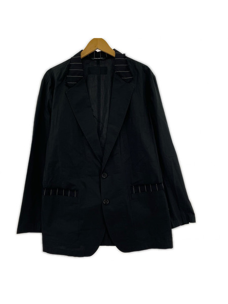 DOLCE&GABBANA テーラードジャケット・ブレザー コットン 切替 黒ストライプ