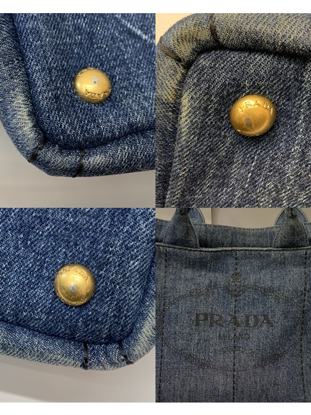 PRADA カナパM デニム 本体のみ ショルダーストラップ欠品 ダメージあり プラダ トートバッグ 
