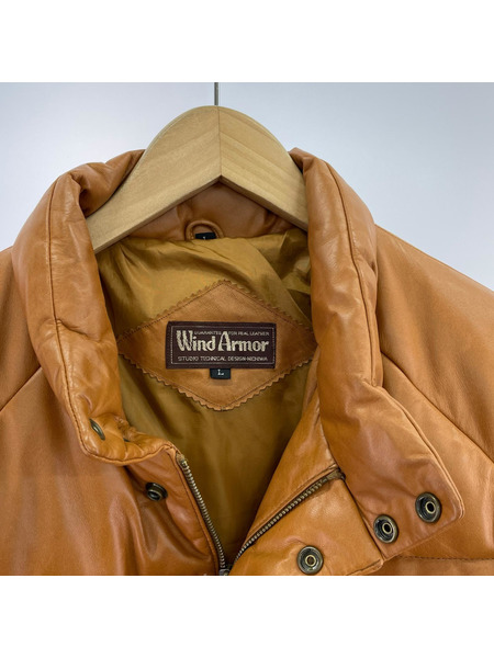 ダウンジャケット WIND ARMOR 牛革 ダウンジャケット (L)