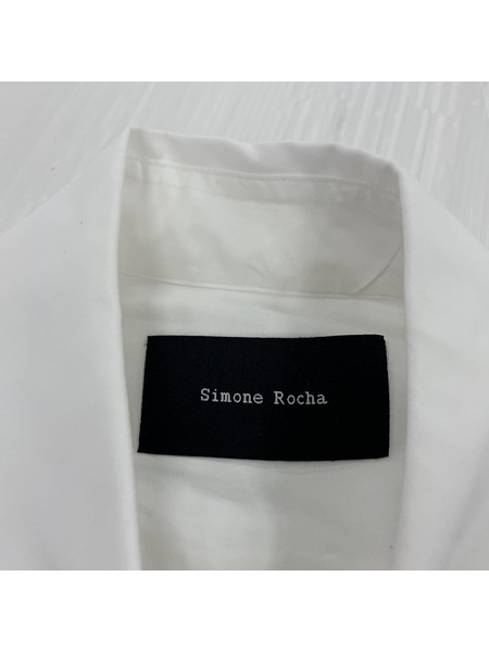 Simone Rocha/サイドボタンスリット/ハート刺繍/オーバーサイズシャツ/UK6/白