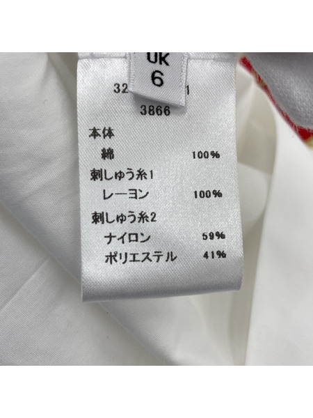 Simone Rocha/サイドボタンスリット/ハート刺繍/オーバーサイズシャツ/UK6/白