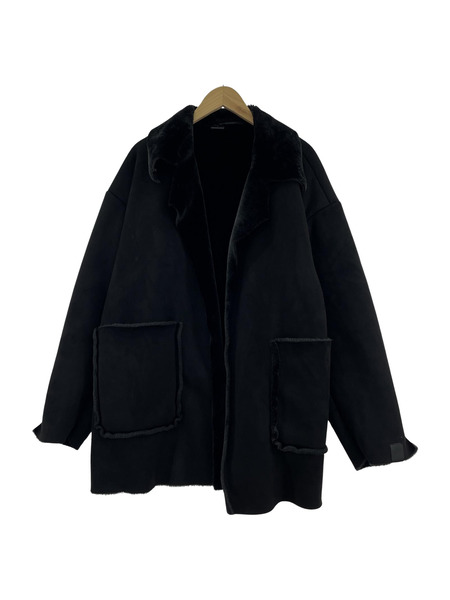 N.HOOLYWOOD ボタンレス フェイクムートン コート ジャケット 黒[値下]