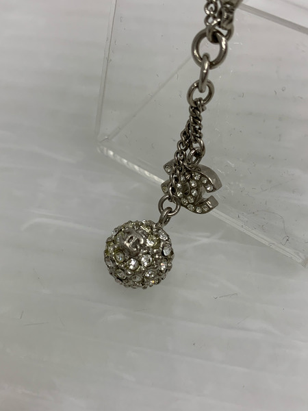 CHANEL シャネル ココマーク ボール ラインストーン ブレスレット シルバー パーツ欠け有