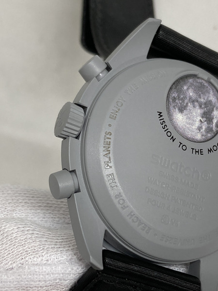 オメガ×スウォッチ/ミッショントゥザムーン/SO33M100/電池交換 メンズQZ