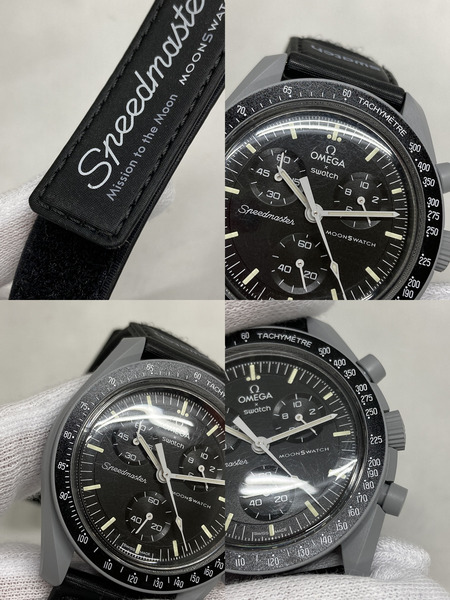 オメガ×スウォッチ/ミッショントゥザムーン/SO33M100/電池交換 メンズQZ