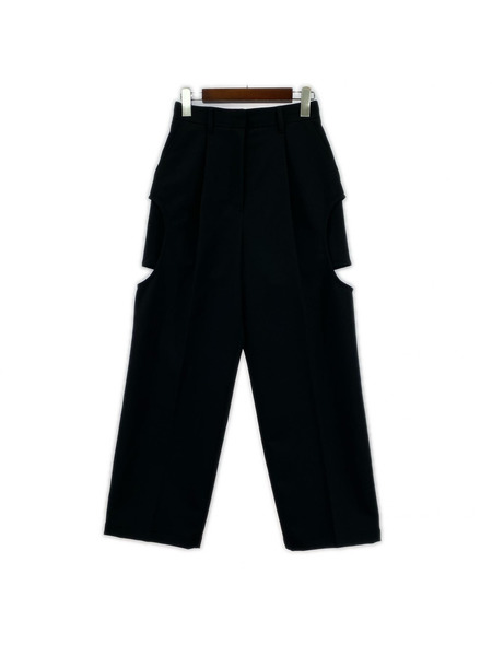 CLANE パンツ サイド サークルカット パンツ 黒 18110-7132