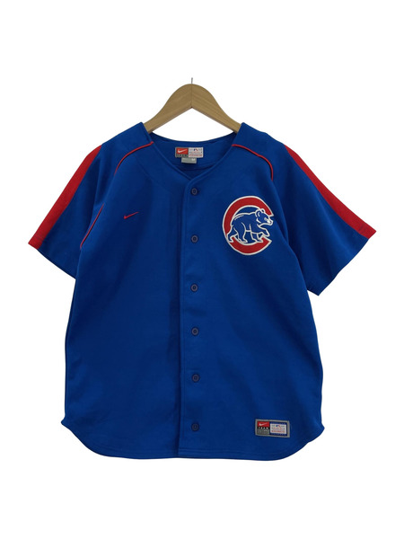 NIKE S/S ベースボールシャツ 青 (M)[値下]