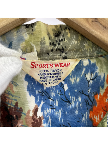 OLD・VINTAGE 半袖シャツ 50~60s Sportswear 和柄レーヨンアロハシャツ M