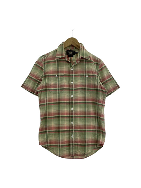 RRL/SSチェックシャツ/XS/GRN
