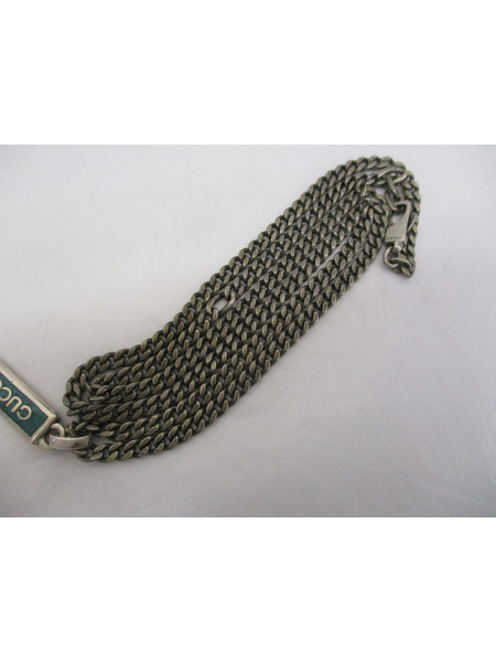 アクセサリー GUCCI エナメル ロゴプレート シルバーネックレス