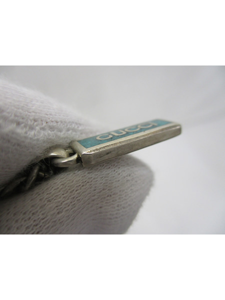 アクセサリー GUCCI エナメル ロゴプレート シルバーネックレス