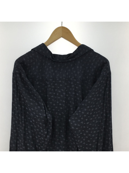 Needles 長袖シャツ L/S オープンカラー 総柄シャツ ネイビー M