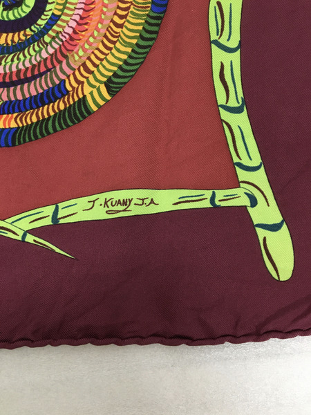 HERMES シルク大判スカーフ 赤系[値下]