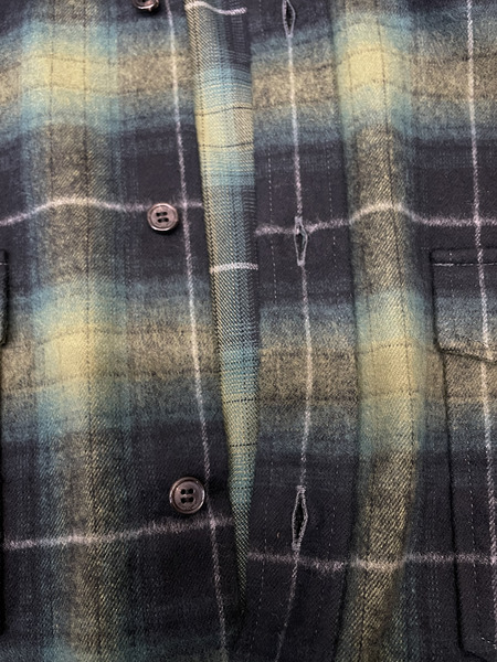 SAINT LAURENT 23SS Wフラップ オンブレチェックシャツ L DS11 710782 Y25TA