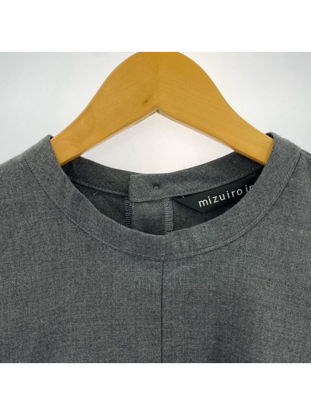 mizuiroind 長袖ワンピース レーヨン Aライン グレー