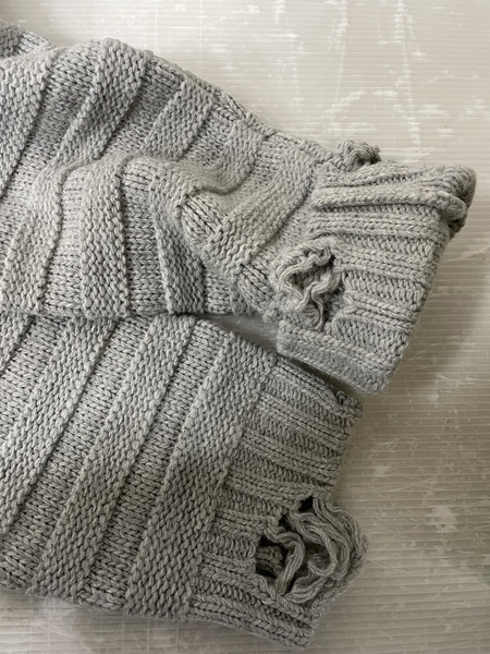 MM6 25AW ダメージ加工 オーバーサイズカーディガン L グレー