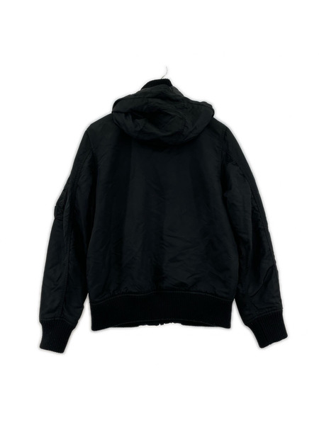 ALPHA フライトジャケット HOODED RIB JACKET 黒