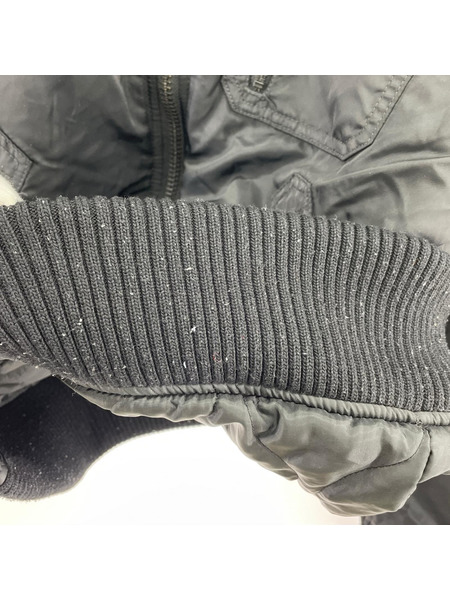 ALPHA フライトジャケット HOODED RIB JACKET 黒