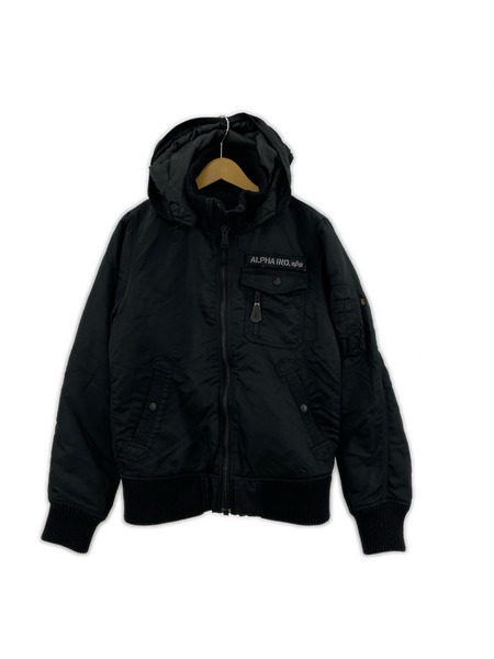 ALPHA フライトジャケット HOODED RIB JACKET 黒