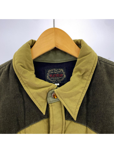 THE FLAT HEAD ジャケット コーデュロイ 切リ替エ シャツジャケット カーキ