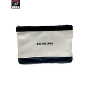 BALENCIAGA ロゴプリント キャンバスクラッチバッグ アイボリー 