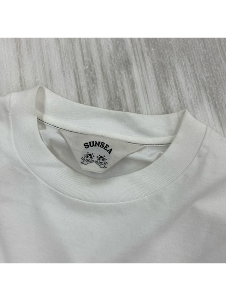 SUNSEA SUNSEA CHIN ONE SIDE SLASH LONG-T L/SプリントTee 2 ホワイト
