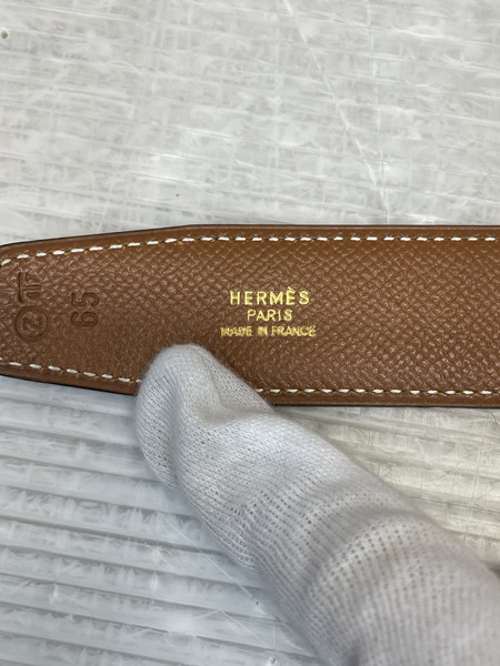 HERMES コンスタンスH レザーベルト 黒×金 リサイズ(レディースサイズ)