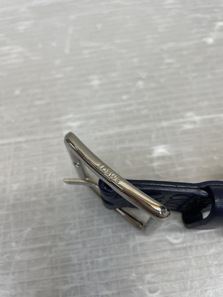 LOEWE リピートアナグラム レザーベルト ネイビー 95/38