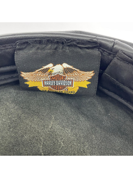 Harley-Davidson キャスケット・ハンチング レザー チェーン ロゴ 黒 (L)