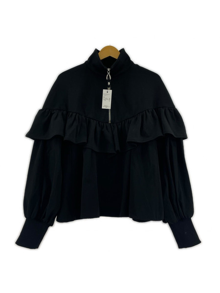 SUMi STYLE 長袖Tシャツ・カットソー ハーフジップフリルカットソー 黒