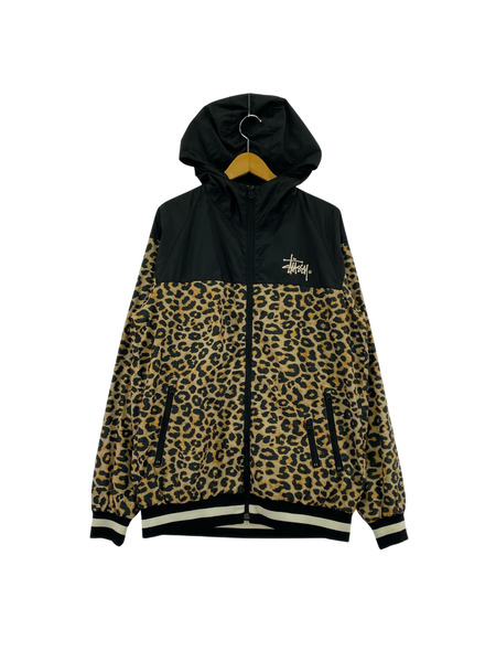 STUSSY ジャケット レオパード ナイロンジャケット 黒 L
