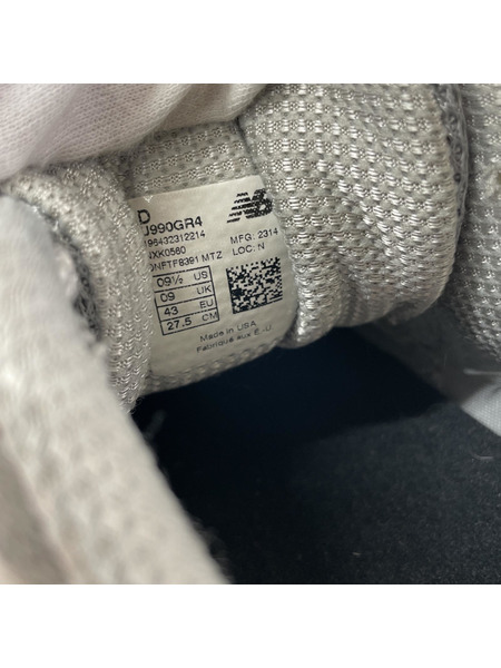 NEW BALANCE スニーカー U990GR4 グレー 27.5cm