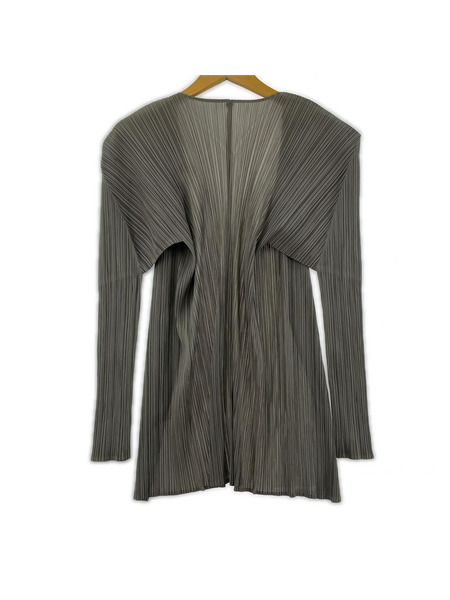 PLEATS PLEASE カーディガン 羽織 プリーツ ボタンレス グレー (3)