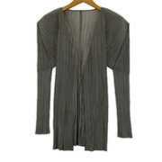 PLEATS PLEASE カーディガン 羽織 プリーツ ボタンレス グレー (3)