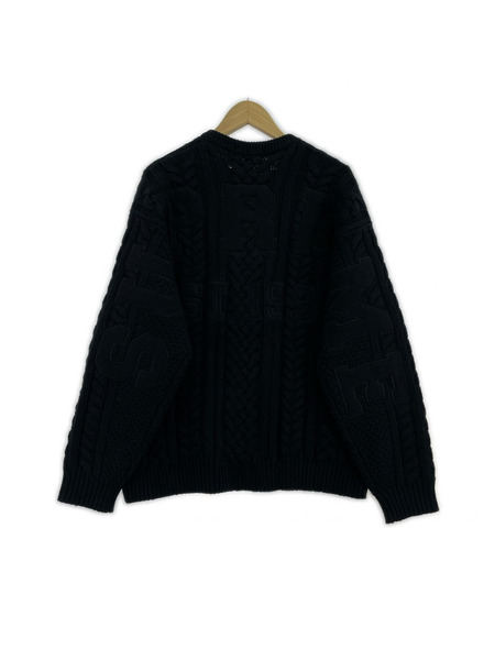 Supreme ニット・セーター 23AW Applique Cable Knit Sweater 黒(M)