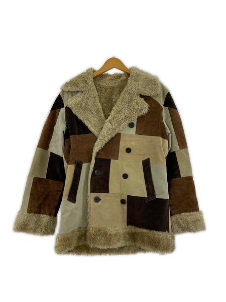 空ku パッチワークレザーコート (M)