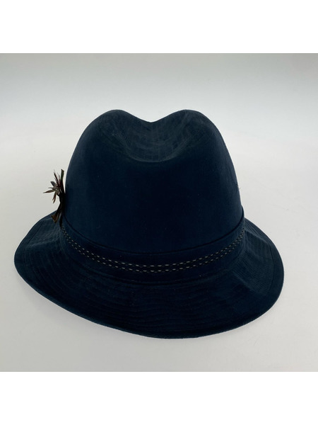 Borsalino ハット 羽根付キ ストライプ 紺 日本製