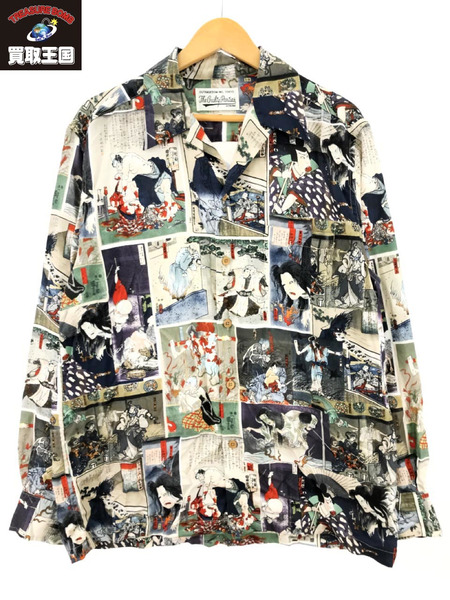 18AW WACKO MARIA 浮世絵柄 オープンカラーシャツ L S HAWAIIAN SHIRT