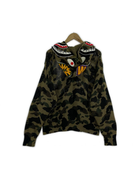 A BATHING APE1st Camo Shark Knitted Zip-Up Hoodie (S)