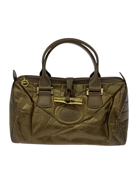 LONGCHAMP ハンドバッグ シワ加工 ゴールド