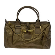 LONGCHAMP ハンドバッグ シワ加工 ゴールド