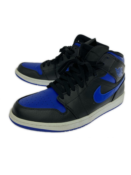 NIKE スニーカー AIR JORDAN 1 MID BLACK/BLUE 29.0cm