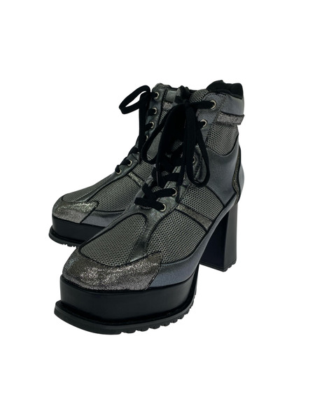 HARE パンプス・ヒール 厚底 スニーカーヒールブーツ L シルバー