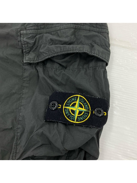 STONE ISLAND パンツ ストレッチ ガーメントダイ テーパードカーゴパンツ 黒