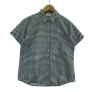 L.L.Bean 半袖シャツ ギンガムチェック シアサッカー S/Sシャツ 青 (S)