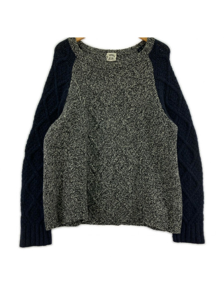 SUNSEA 12AW バイカラー フィッシャーマンニット