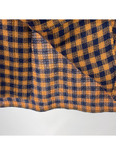 BED J.W. FORD 長袖シャツ グンガムチェックロングシャツ オレンジ 紺[値下]