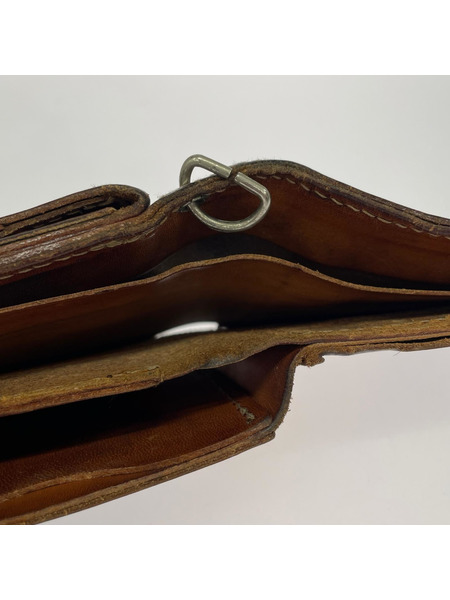 ALZUNI コンパクトウォレット コンチョ レザー 二ツ折リ財布 茶